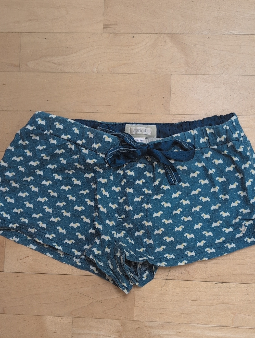 aerie Women's Scottie Print PJ Shorts Blue & White XS